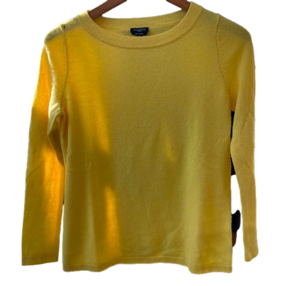 🌿Talbots women’s yellow 100% cashmere sweater - SIZE MP🌿